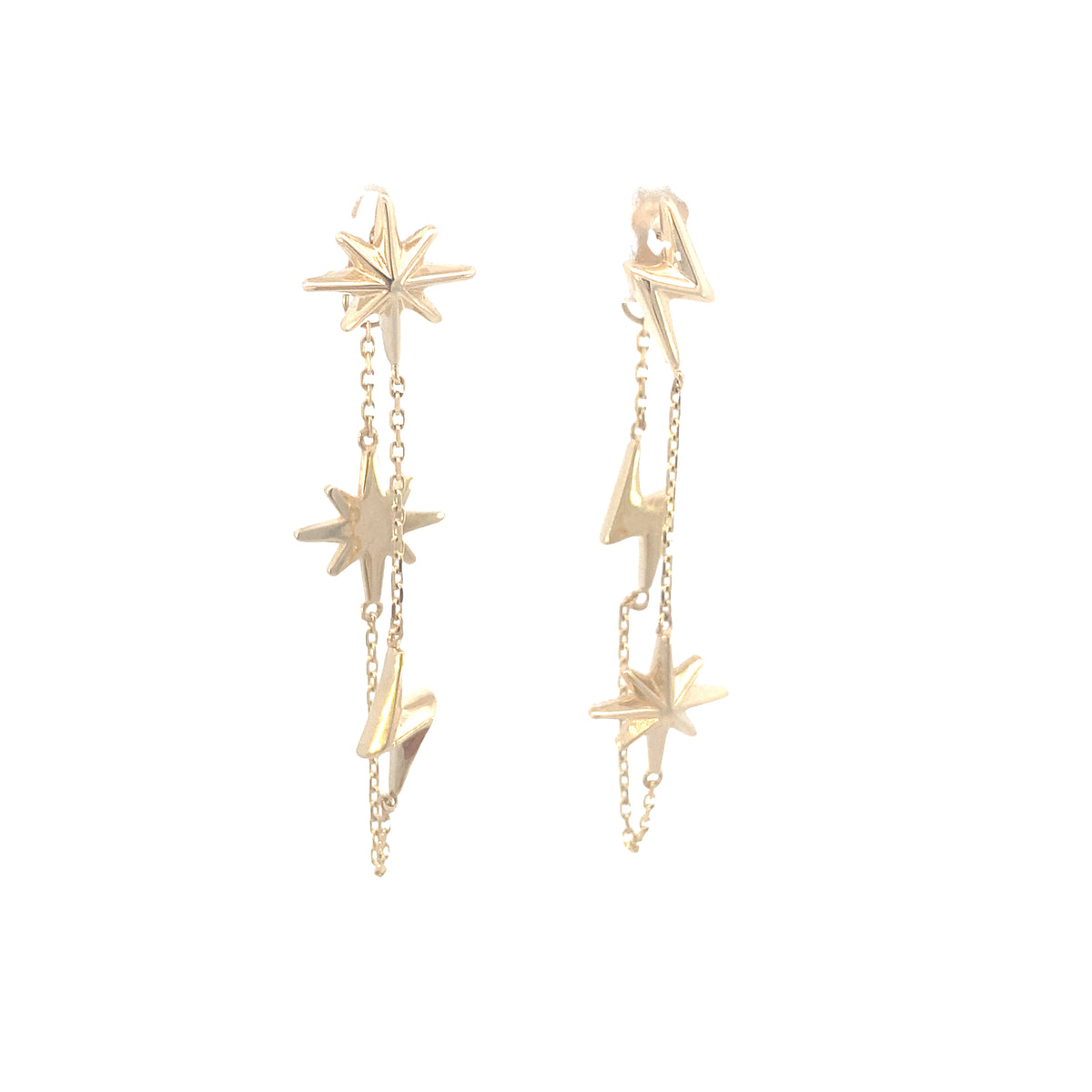 14K Gold Star Shape Long Earrings | Luby Gold Collection | Luby 