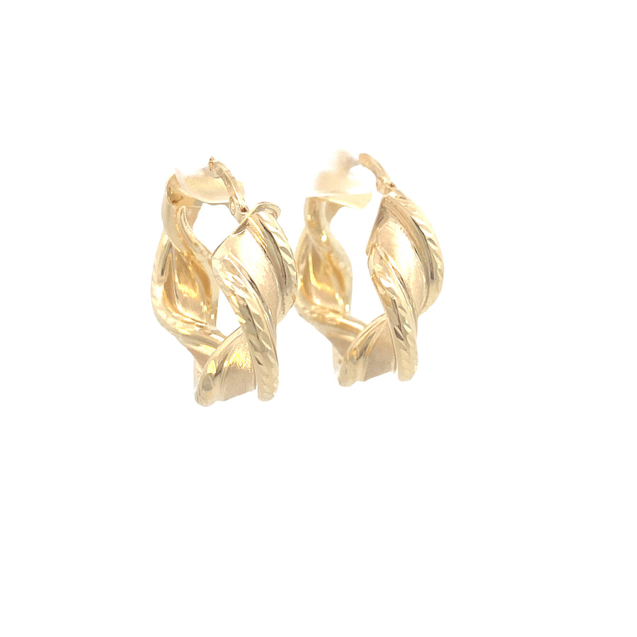 14K Gold Twist Bold Hoops