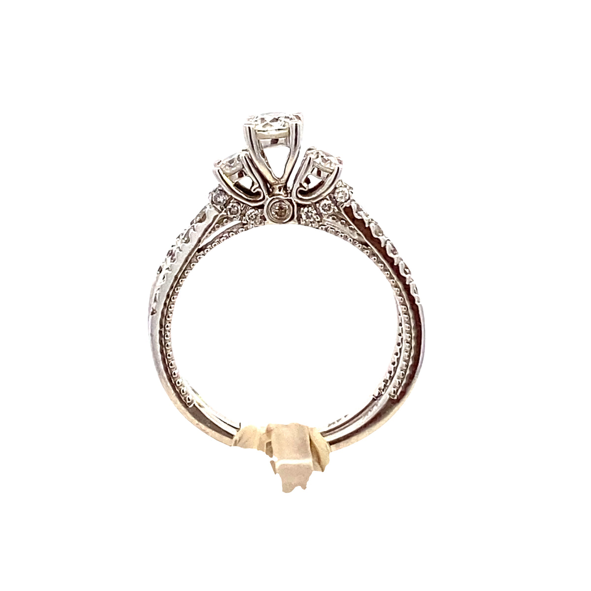 14k Three Diamond High Prong Set with Band Engagement Set | Luby Diamond Collection | Luby 