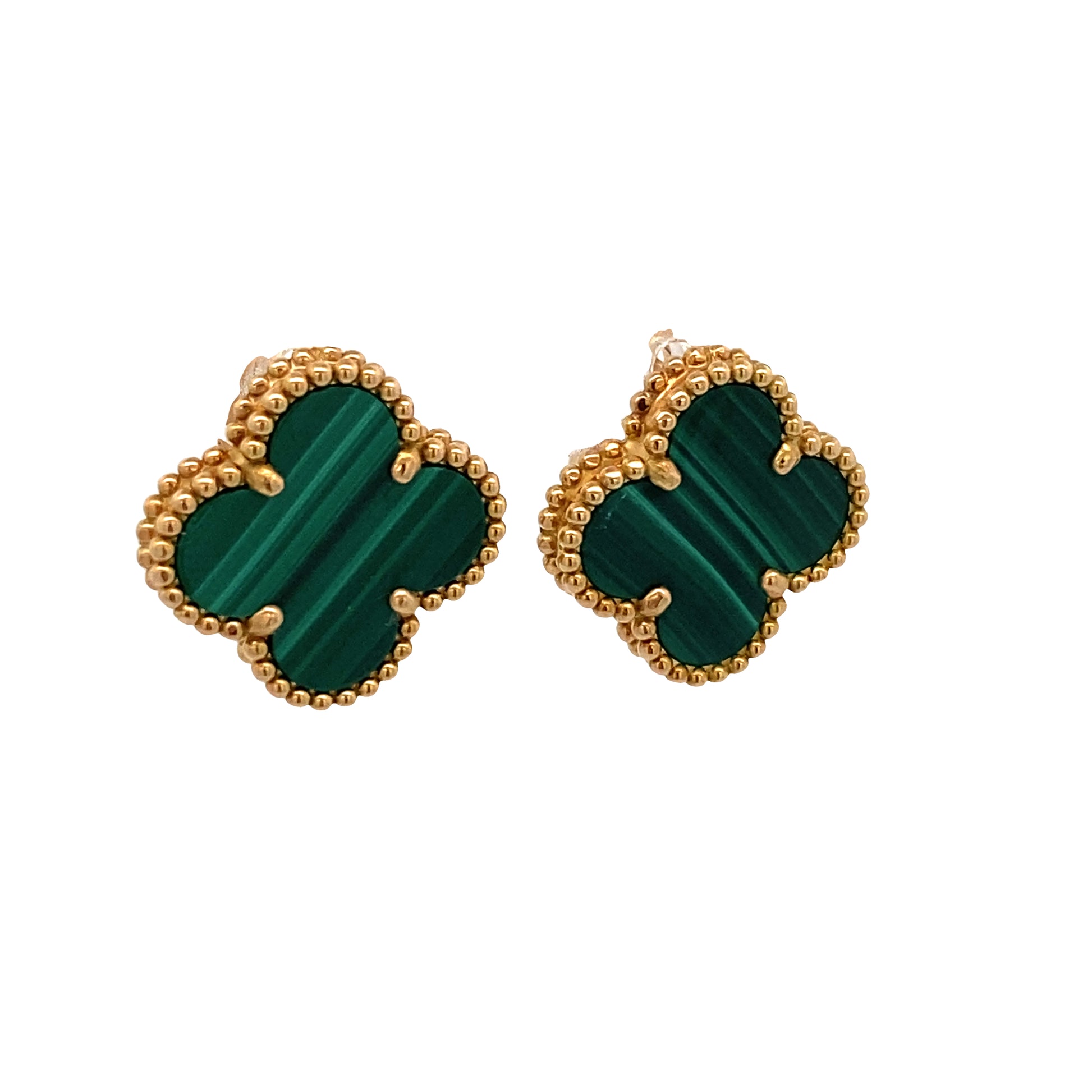 18kK Gold Flower Dots with Malachite Earrings | Luby Gold Collection | Luby 