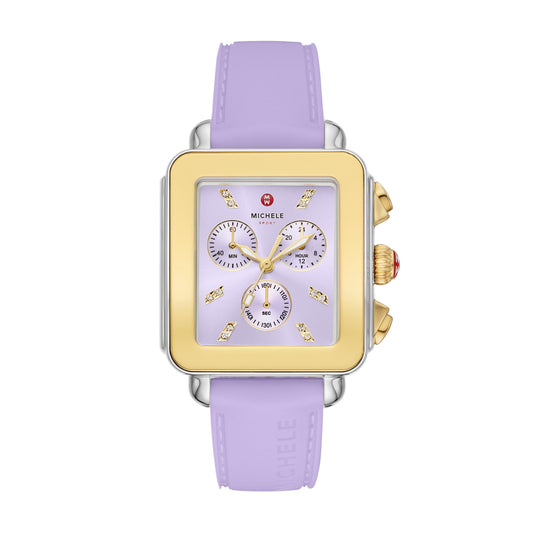 Deco Sport Gold-Tone Lavender Silicone Watch | Michele | Luby 