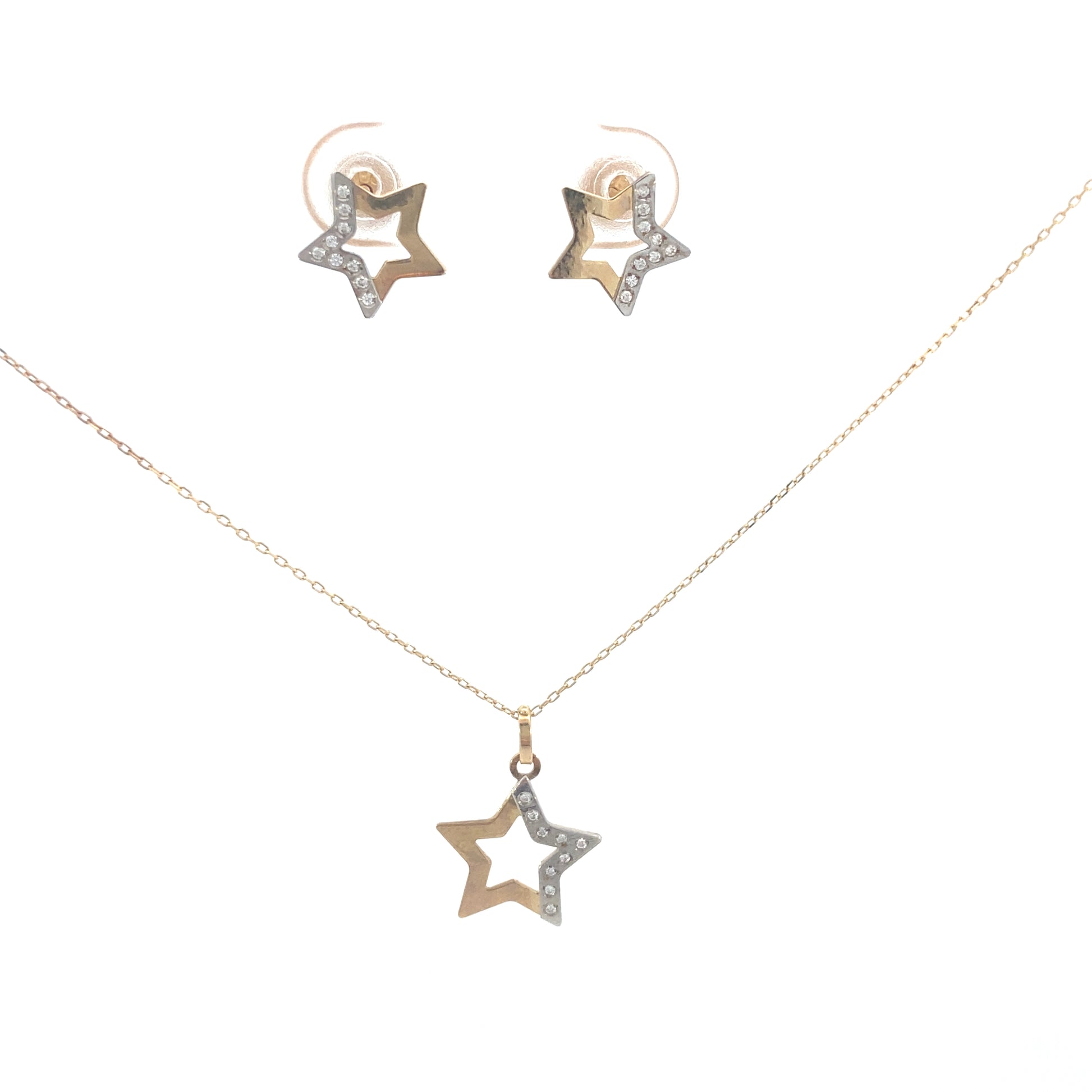 14K Star Half Two Tones with Zircon | Luby Gold Collection | Luby 