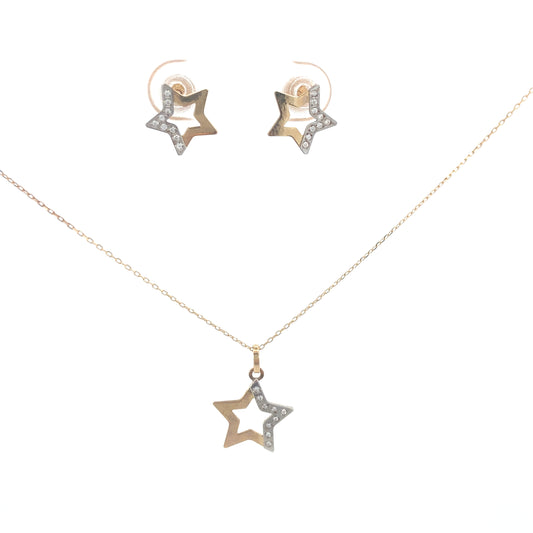 14K Star Half Two Tones with Zircon | Luby Gold Collection | Luby 