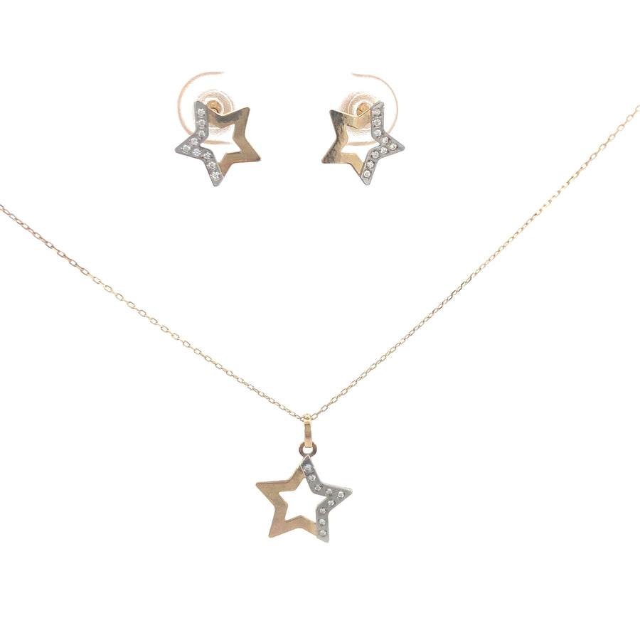 14K Star Half Two Tones with Zircon