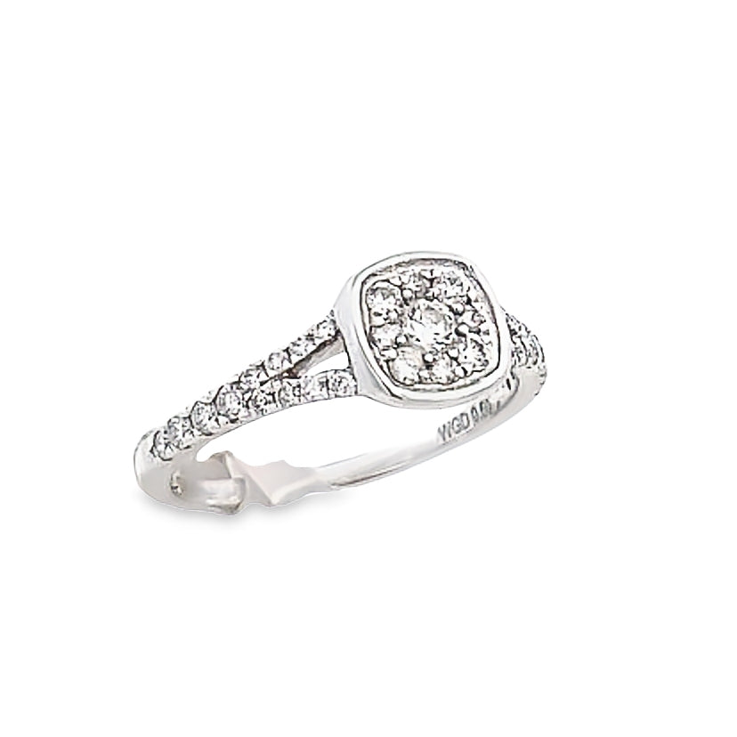 14K DIAMOND Bezel Set Cluster White Gold Engagement Ring | Luby Diamond Collection | Luby 