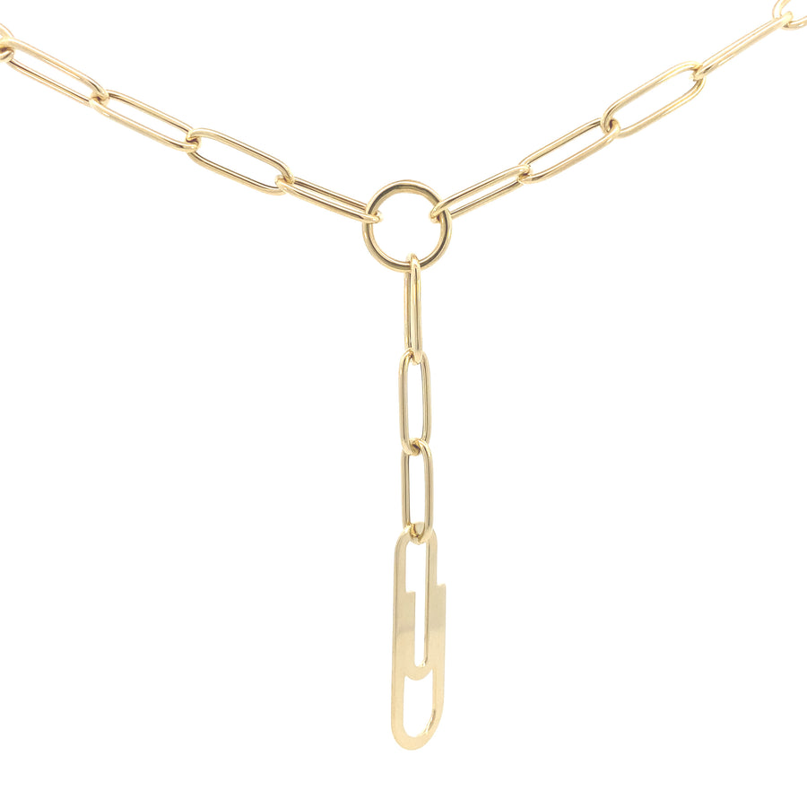 14K Gold Fancy Paper Clip Necklace