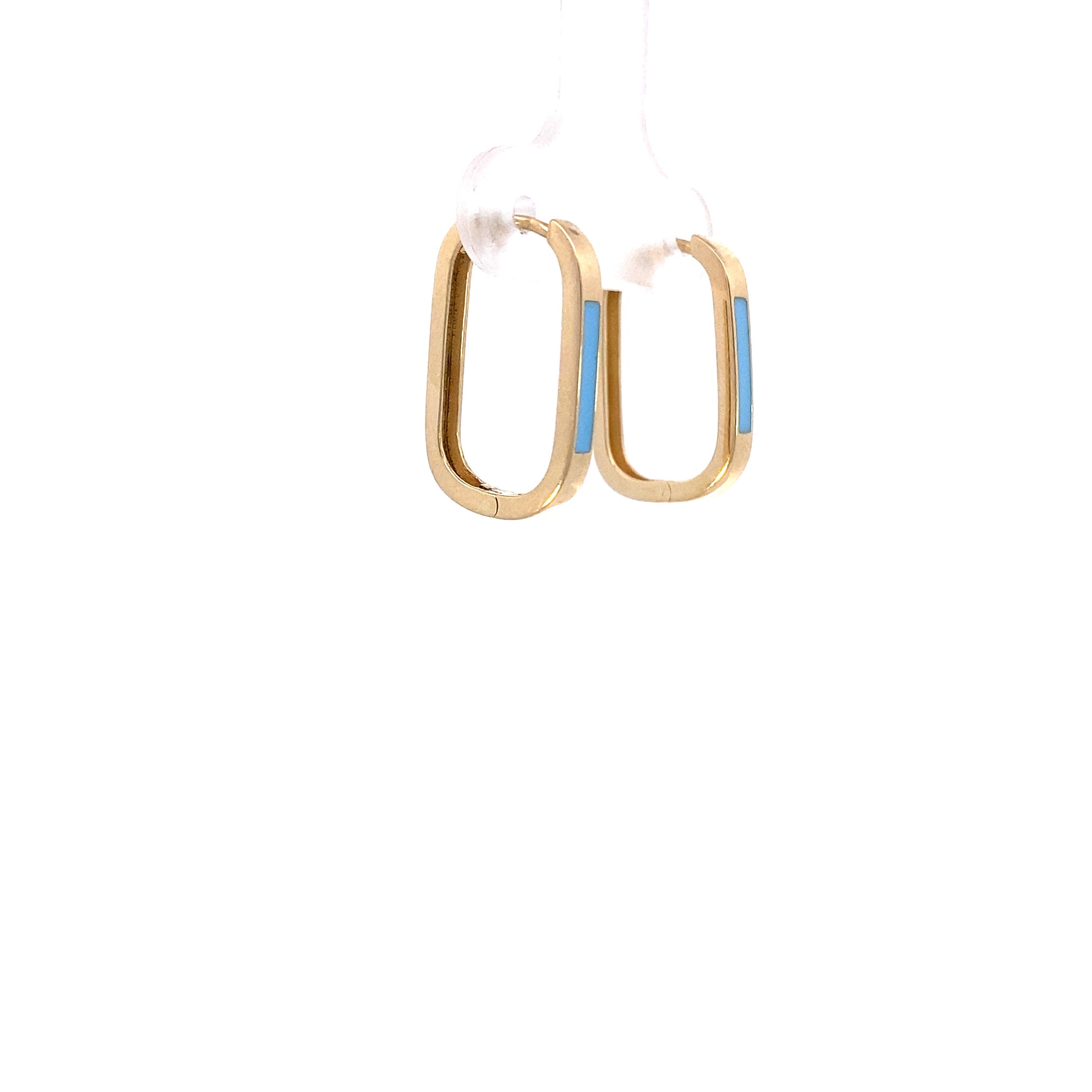 14K Gold Blue Enamel Hoops | Luby Gold Collection | Luby 