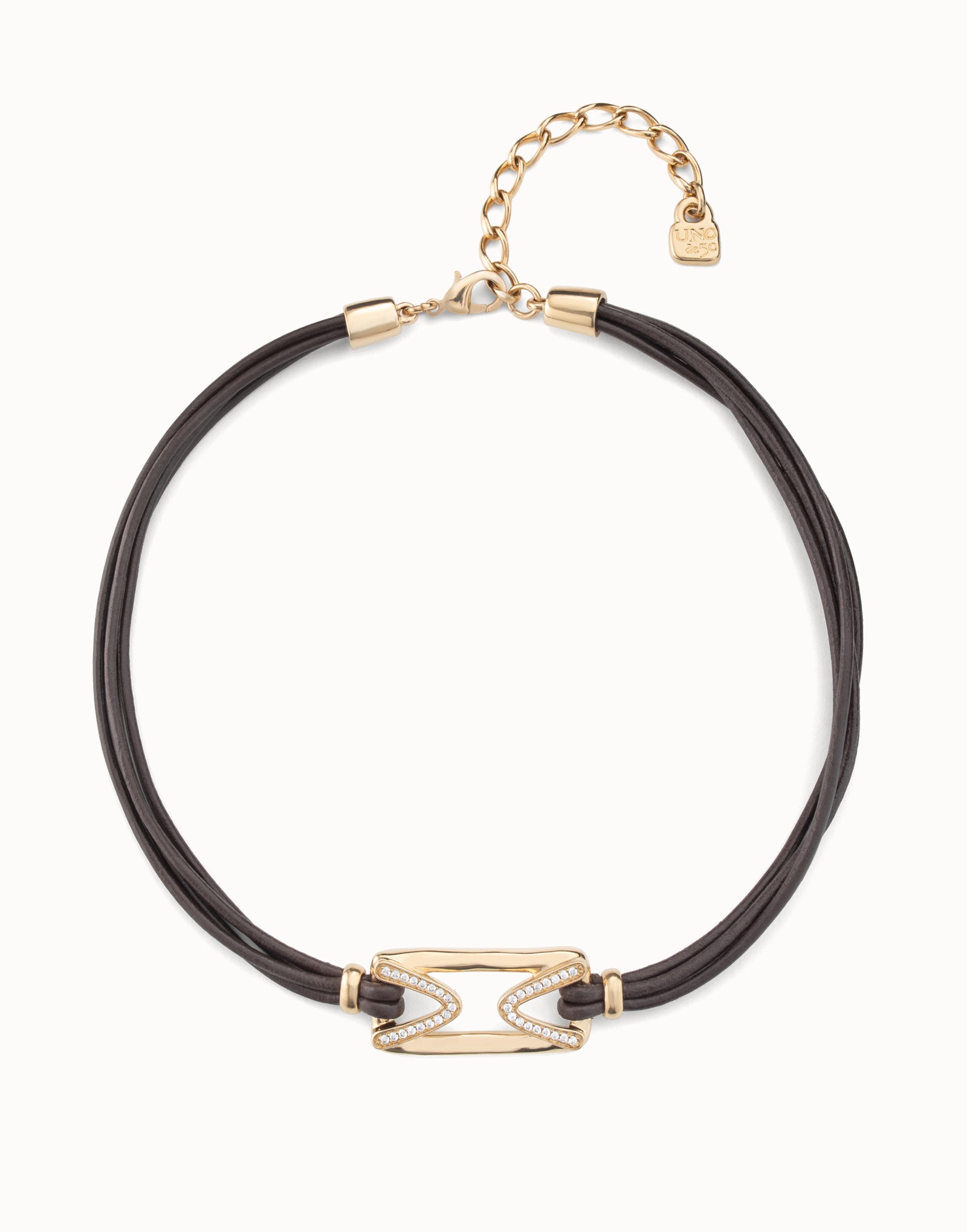 The one topaz Leather Necklace | Uno de 50 | Luby 