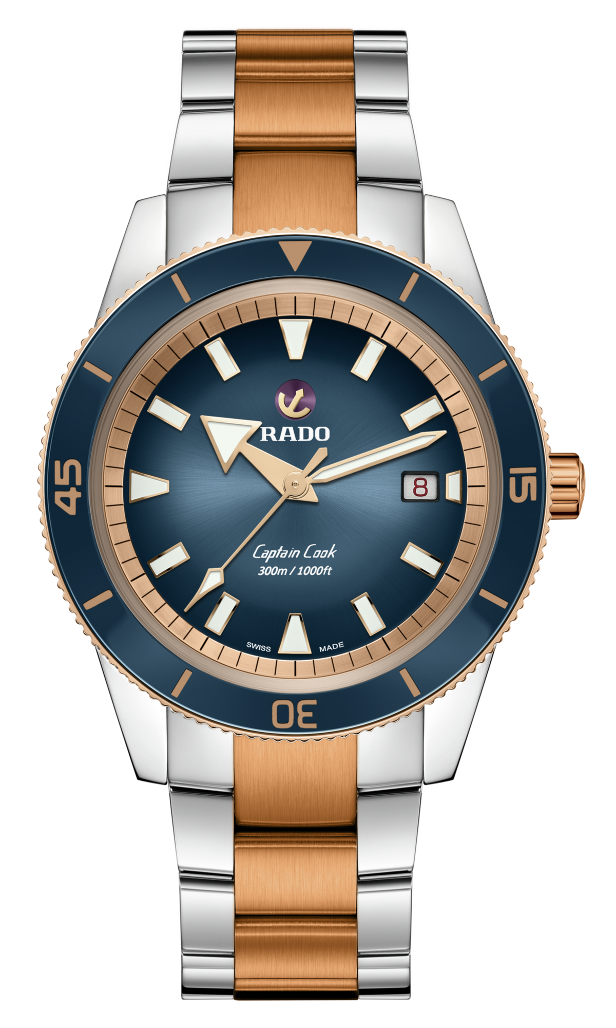 Captain Cook Automatic Blue Two-tone Rose | Rado | Luby 