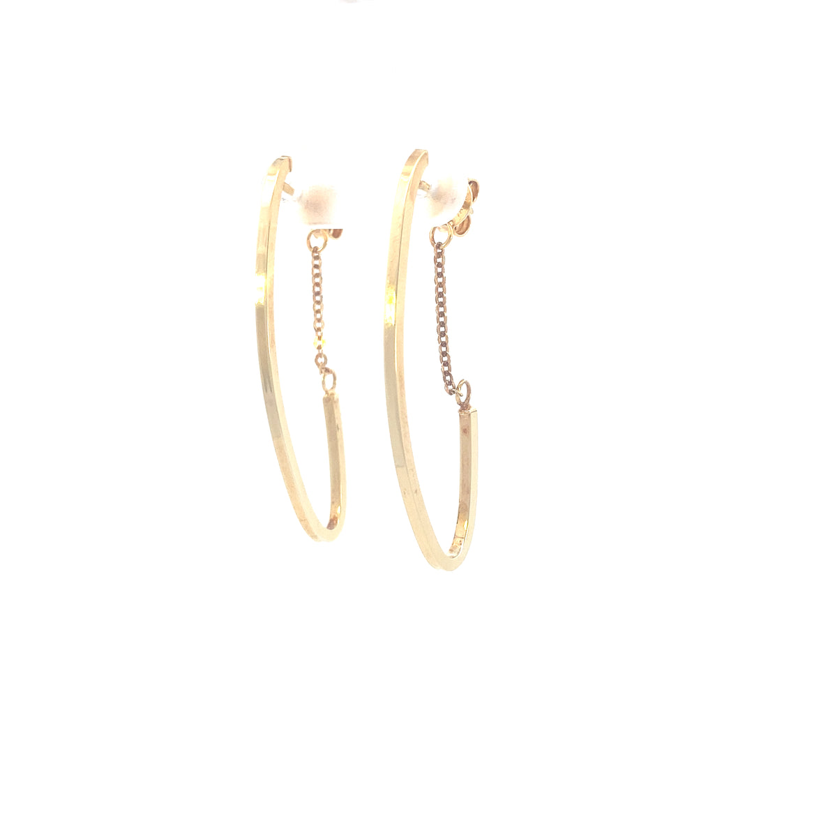 14K Oval Gold Earrings with Chain | Luby Gold Collection | Luby 