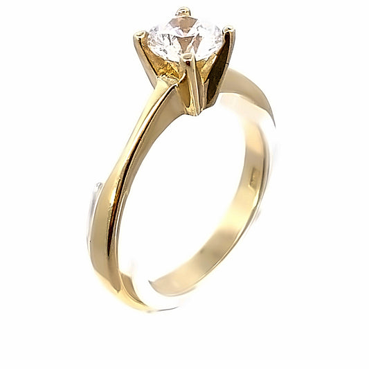14K Solitaire Four Prone CZ Ring | Luby Gold Collection | Luby 
