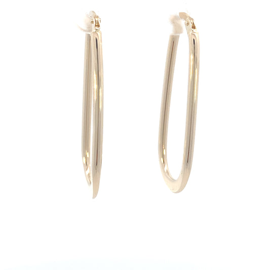 14K Gold Long Oval Earrings Hoops | Luby Gold Collection | Luby 