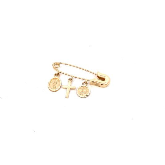 14K Gold Pin Cross and Image | Luby Gold Collection | Luby 