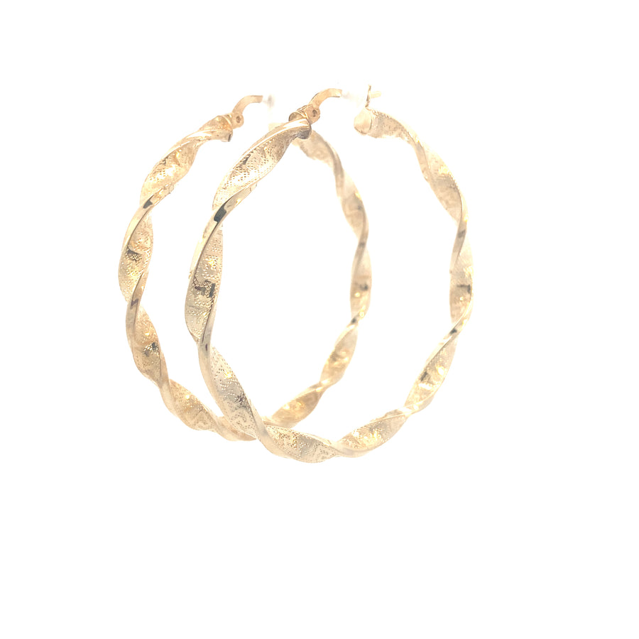 14K Big Twist Gold Hoop Earrings