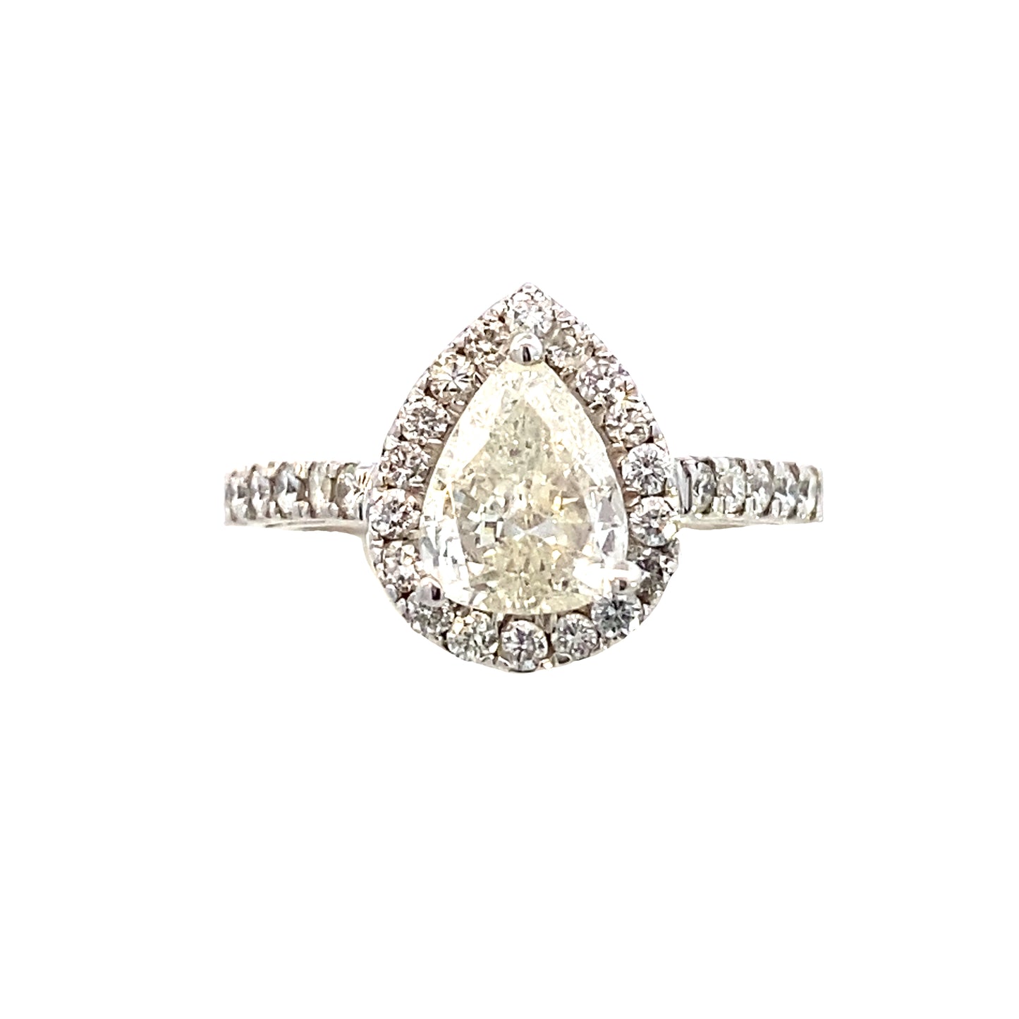 14k Diamond Pear Cut Diamond Halo White Gold Engagement Ring | Luby Diamond Collection | Luby 