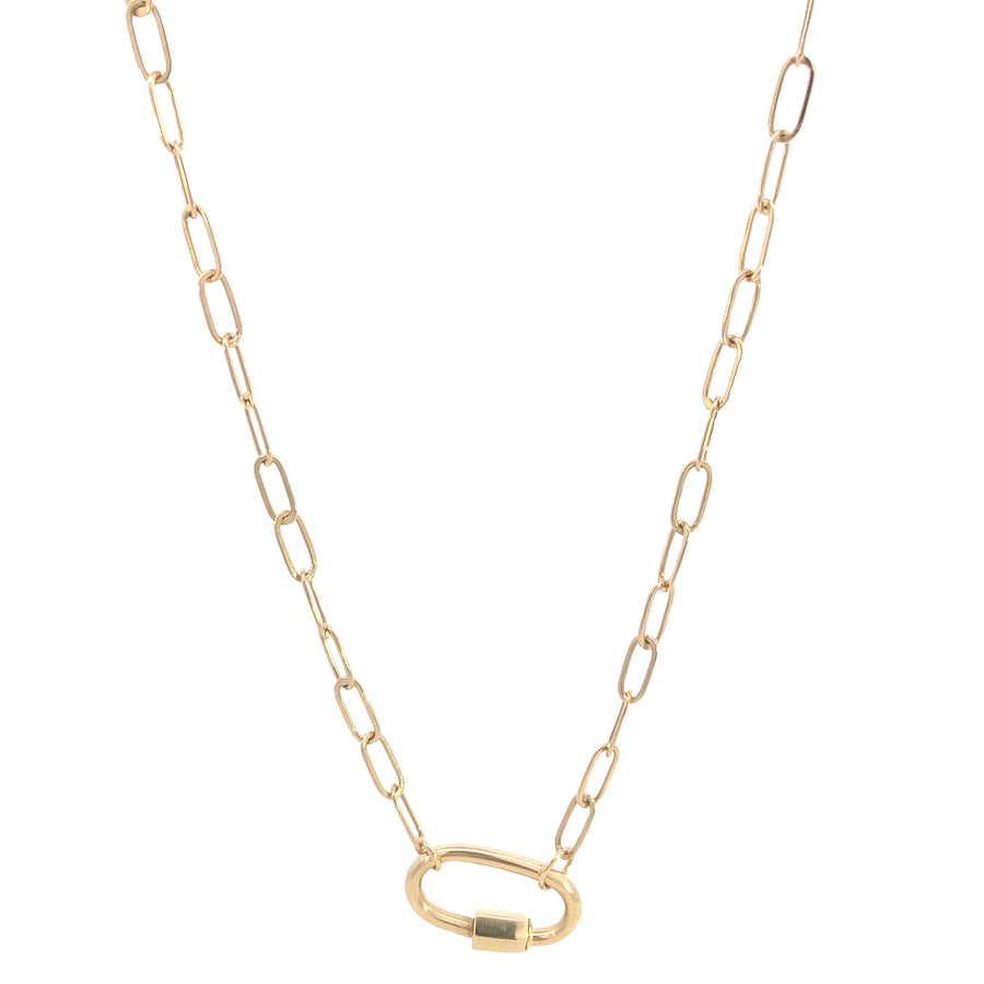 14K Gold Paper Clip Link Necklace
