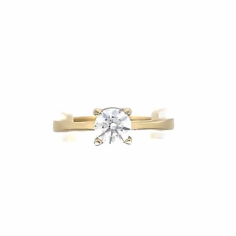 14K Solitaire Four Prone CZ Ring | Luby Gold Collection | Luby 