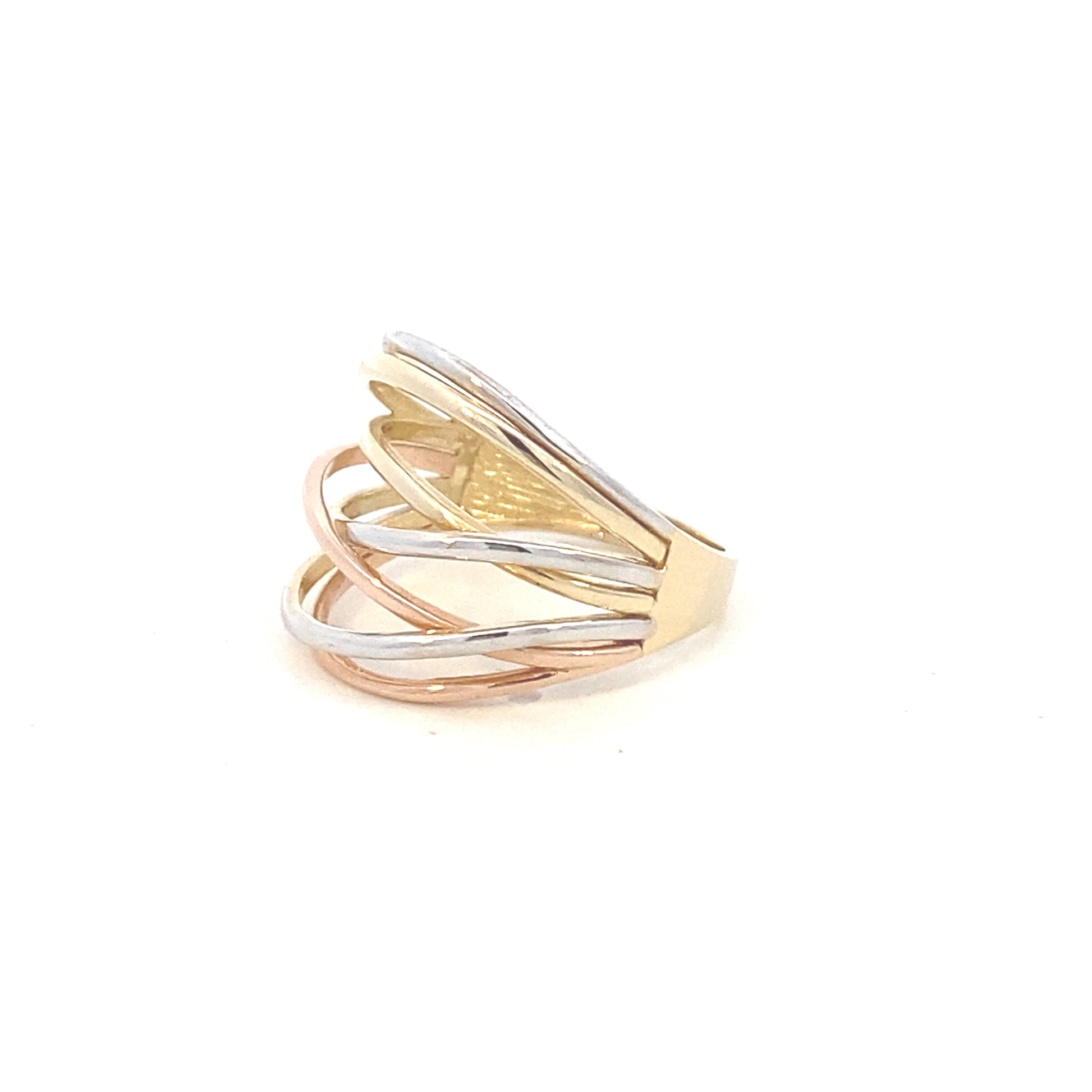 14K Gold  Intertwined Lines Three Tones Ring | Luby Gold Collection | Luby 