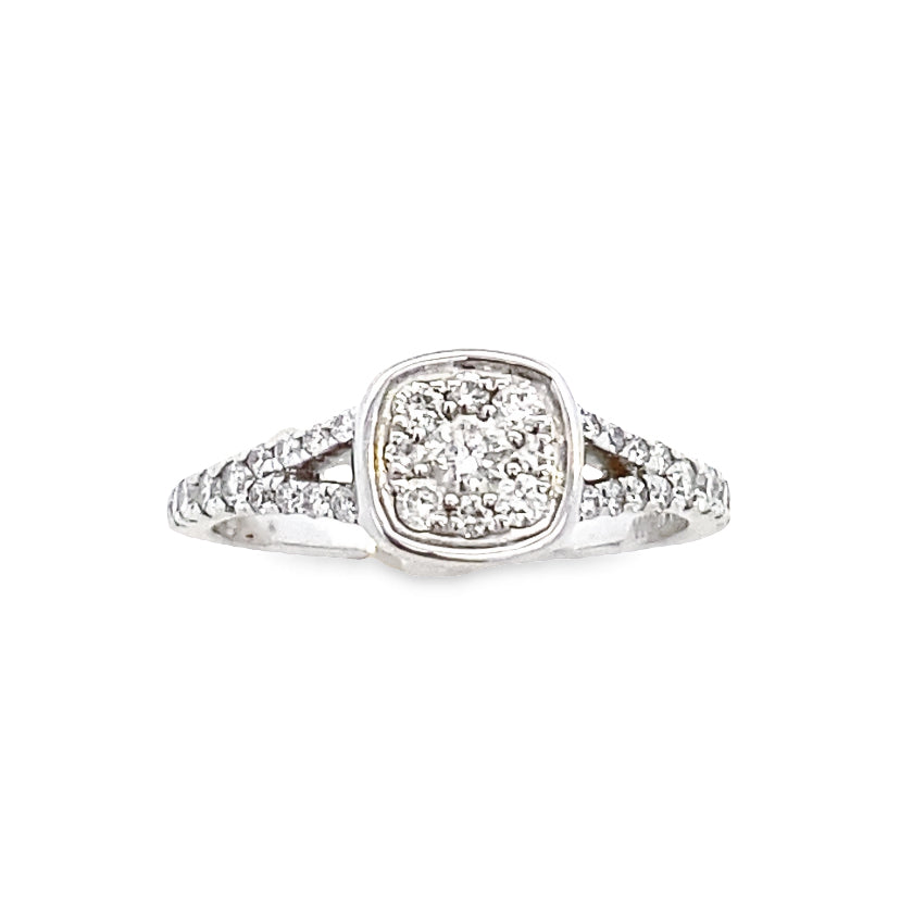 14K DIAMOND Bezel Set Cluster White Gold Engagement Ring | Luby Diamond Collection | Luby 