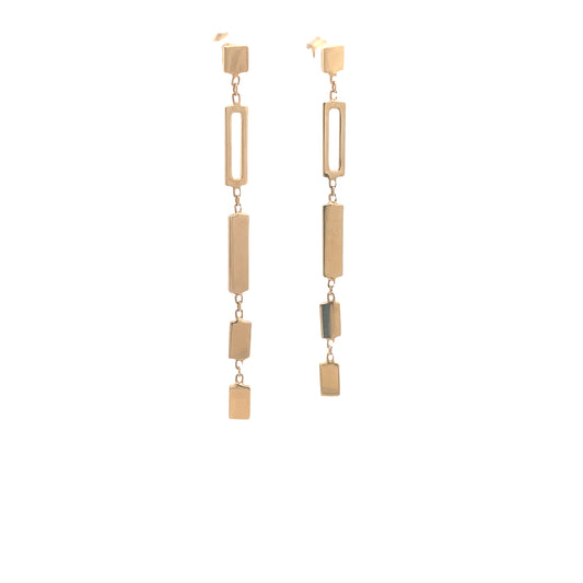 14K Gold Long Square Earrings | Luby Gold Collection | Luby 