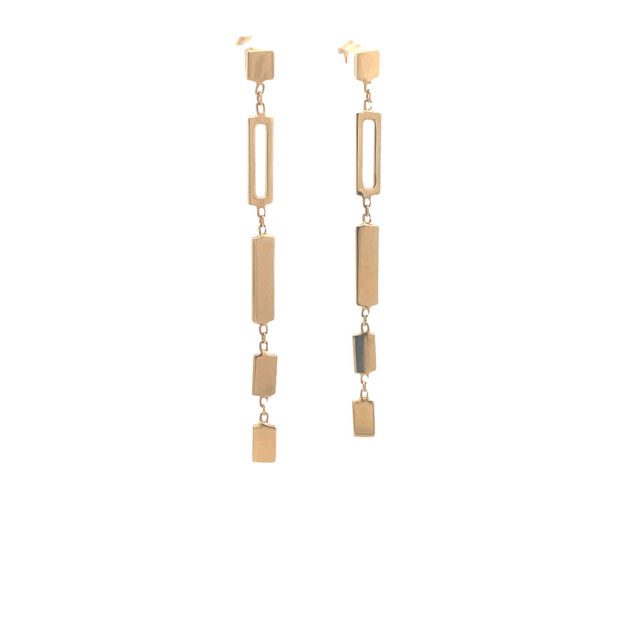 14K Gold Long Square Earrings