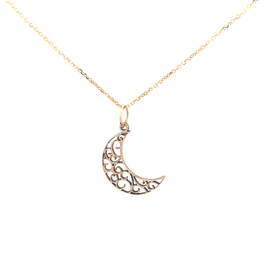 14K Gold Custom Vintage Moon Pendant | Luby Gold Collection | Luby 