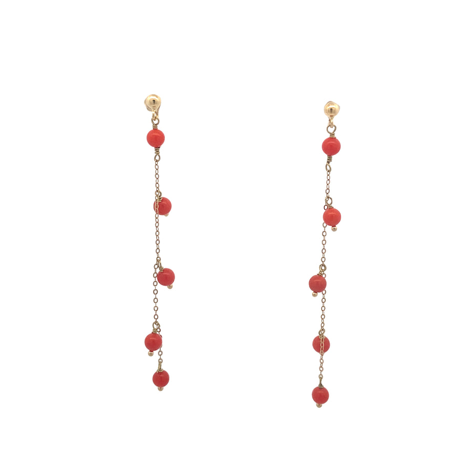 18K Gold Coral Earrings