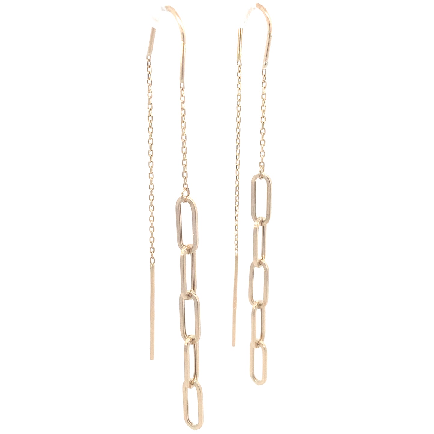 14K Gold Long Paper Clip Earrings | Luby Gold Collection | Luby 