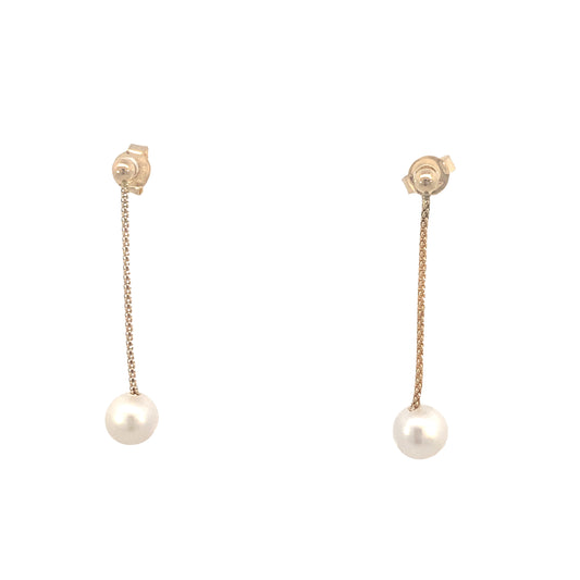 14K Gold Elegant Pearl Drop Earring | Luby Gold Collection | Luby 