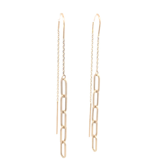 14K Gold Long Paper Clip Earrings | Luby Gold Collection | Luby 