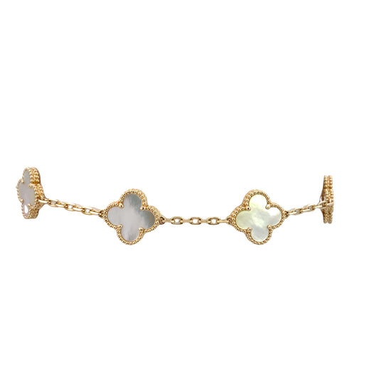 18K Gold Flower Dots with Mother Pearl Bracelet