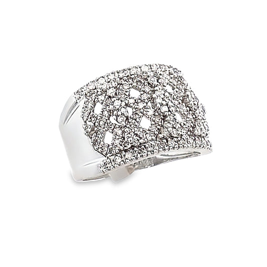 14k Wide Multi-Diamond White Gold Ring | Luby Diamond Collection | Luby 