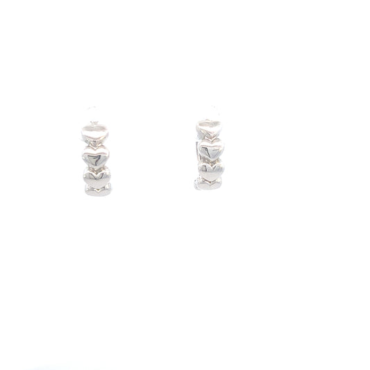 14K White Gold Mini Hearts Hoops | Luby Gold Collection | Luby 