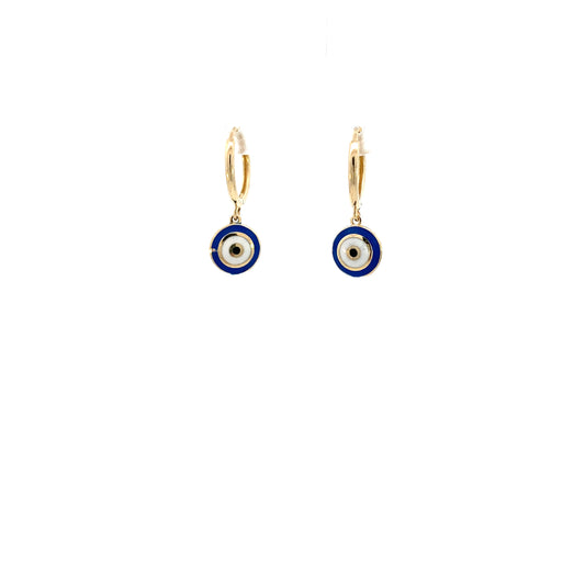 14K Gold Turkish Eye Hoops Earrings | Luby Gold Collection | Luby 