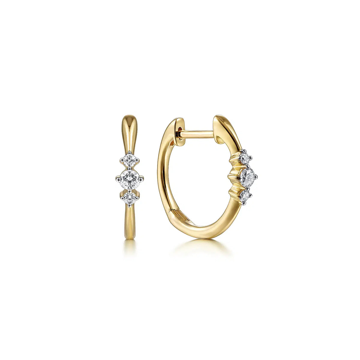 14K Yellow Gold Diamond Huggie Earrings | Gabriel & Co. | Luby 