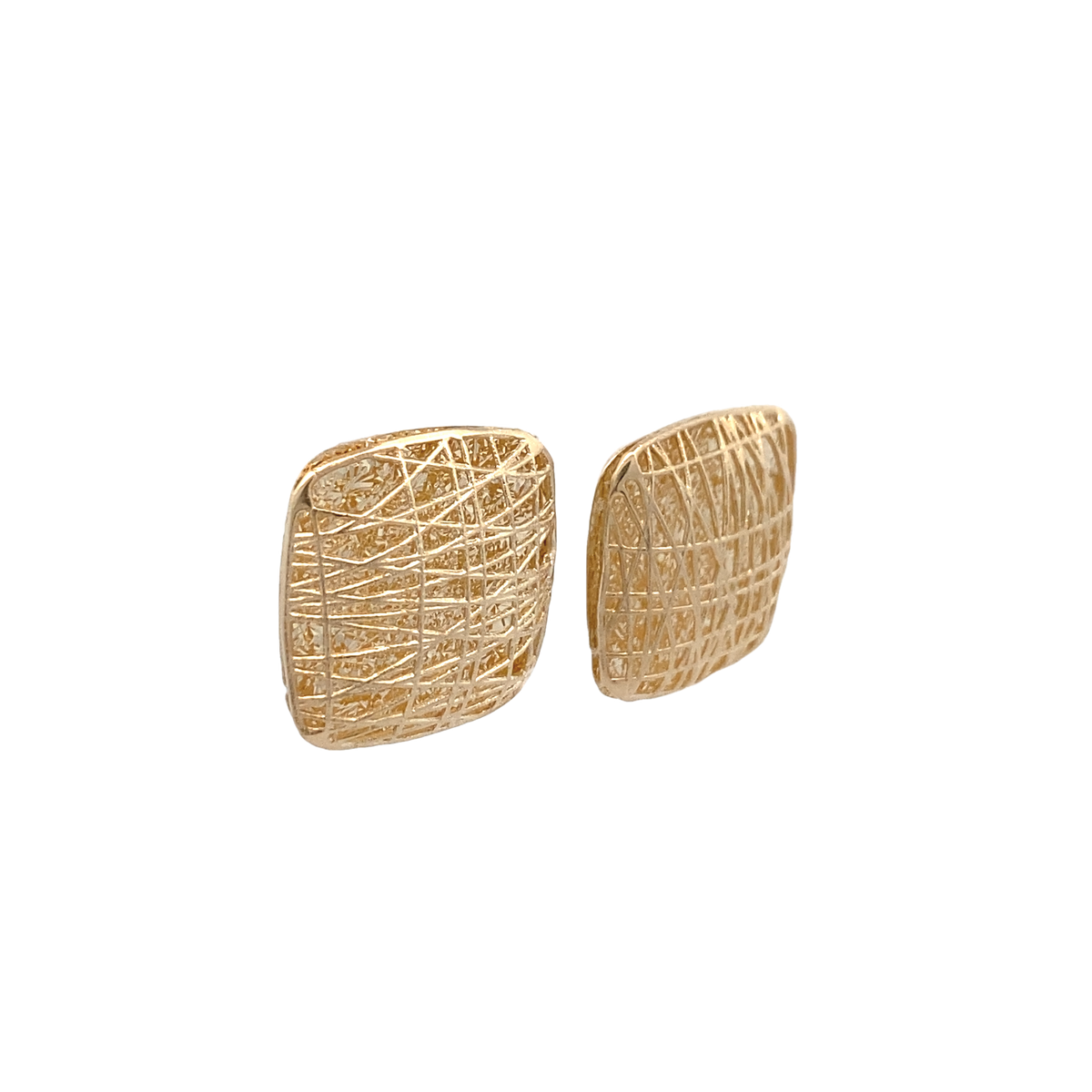 14K Gold Square Diamond Cut Stud earring | Luby Gold Collection | Luby 