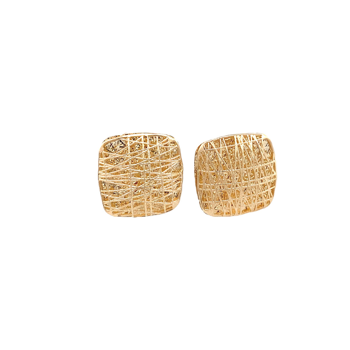 14K Gold Square Diamond Cut Stud earring | Luby Gold Collection | Luby 