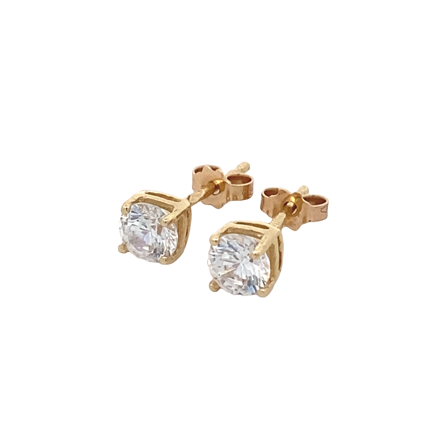 14K Gold Clear Stud Earrings