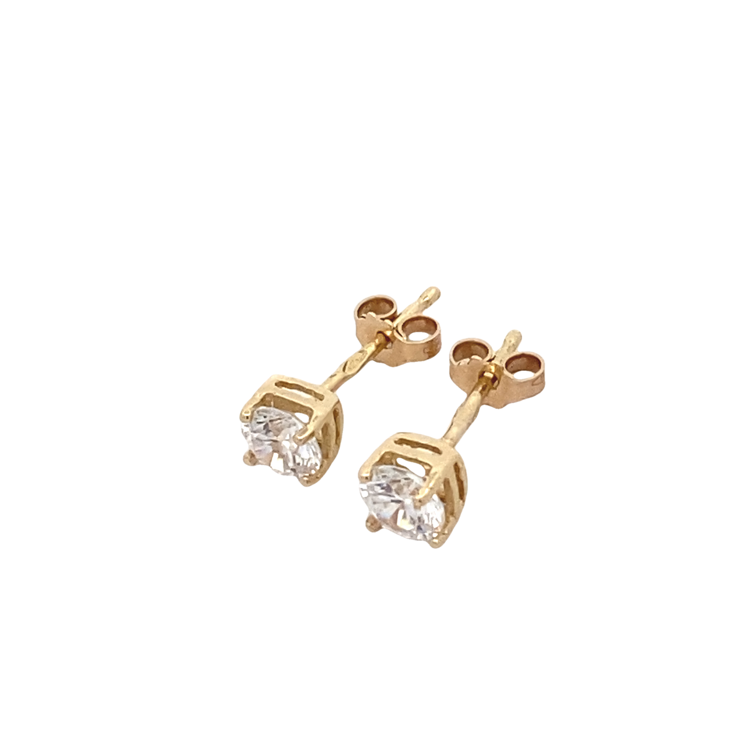 14K Gold Clear Stud Earrings