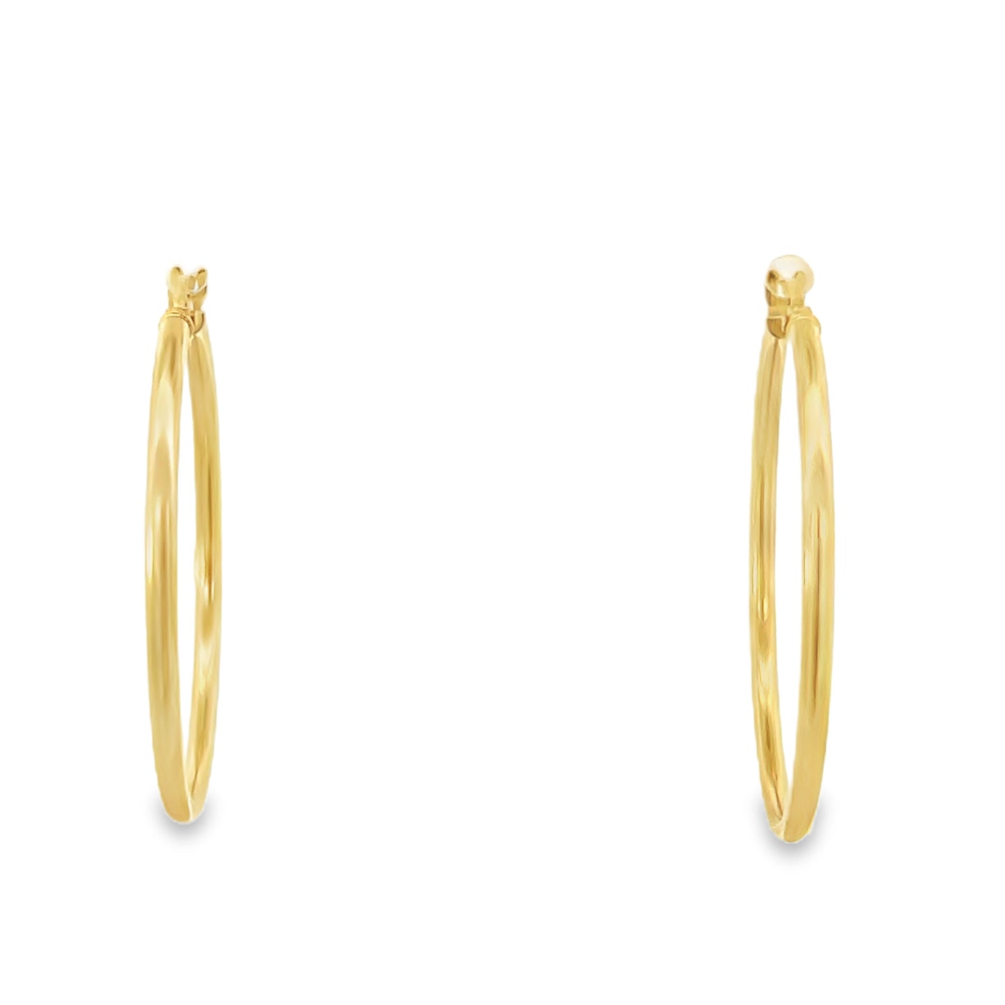 14K Gold Medium Hoops Flat | Luby Gold Collection | Luby 
