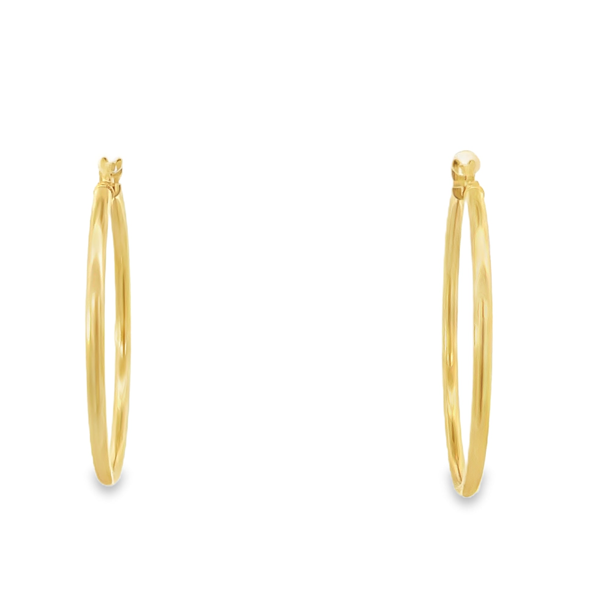 14K Gold Medium Hoops Flat | Luby Gold Collection | Luby 