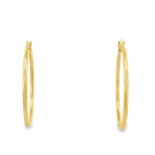 14K Gold Medium Hoops Flat