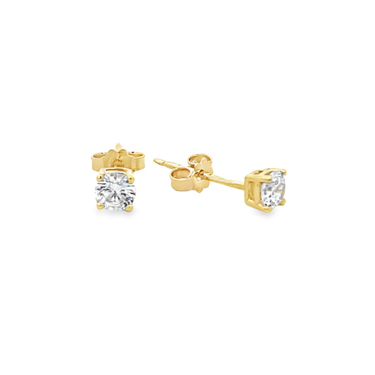 14K Gold Clear CZ Stud 4MM