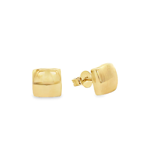 14K Gold Square Flat Stud Earring