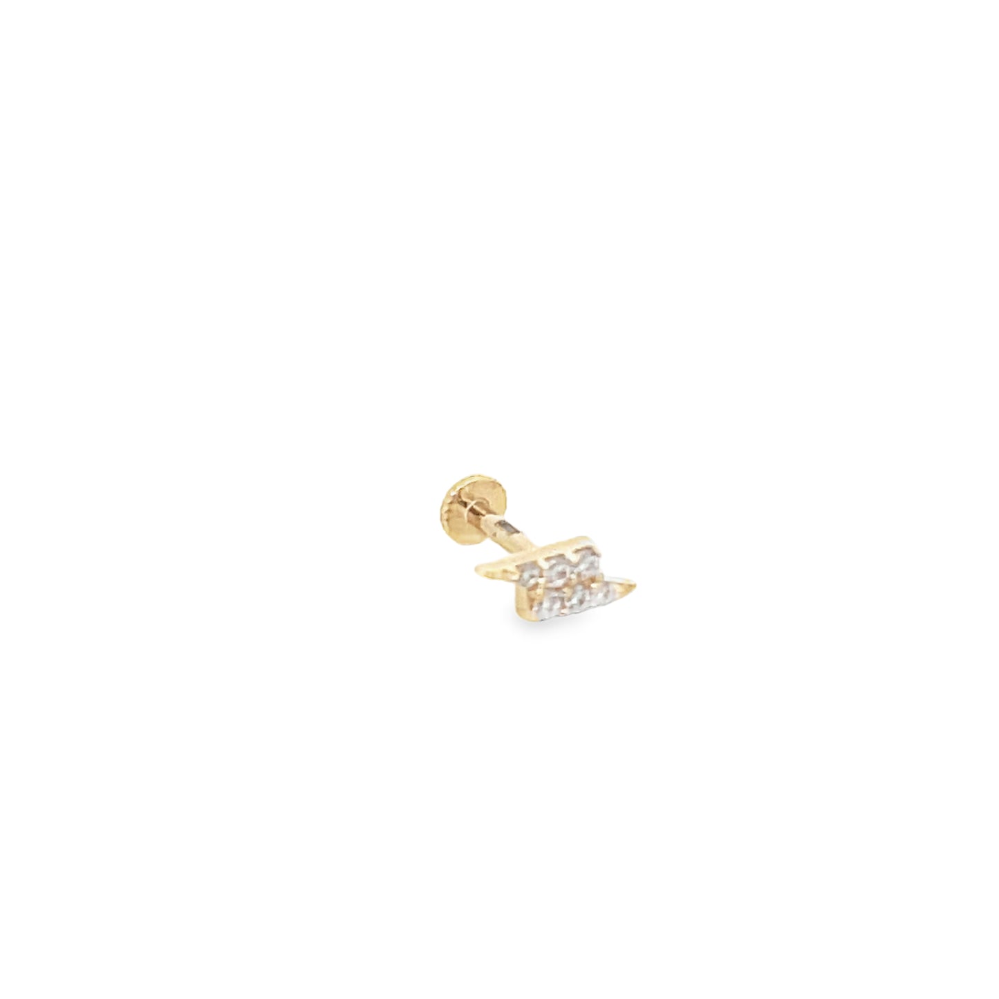 14K Gold Ligthning CZ Piercing