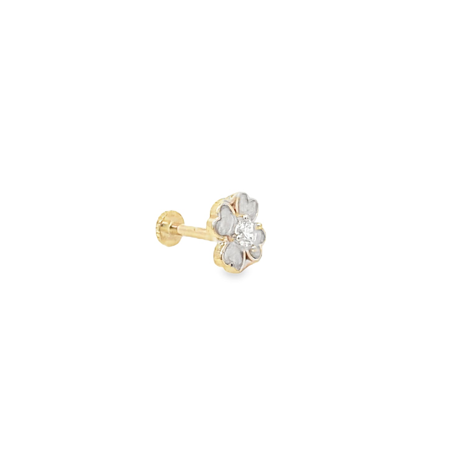 14K Gold Daisy White Flower Piercing