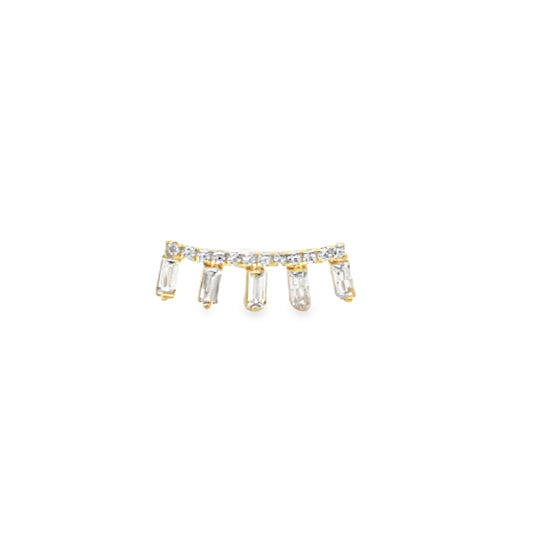 14K Gold Five Baguette CZ Piercings