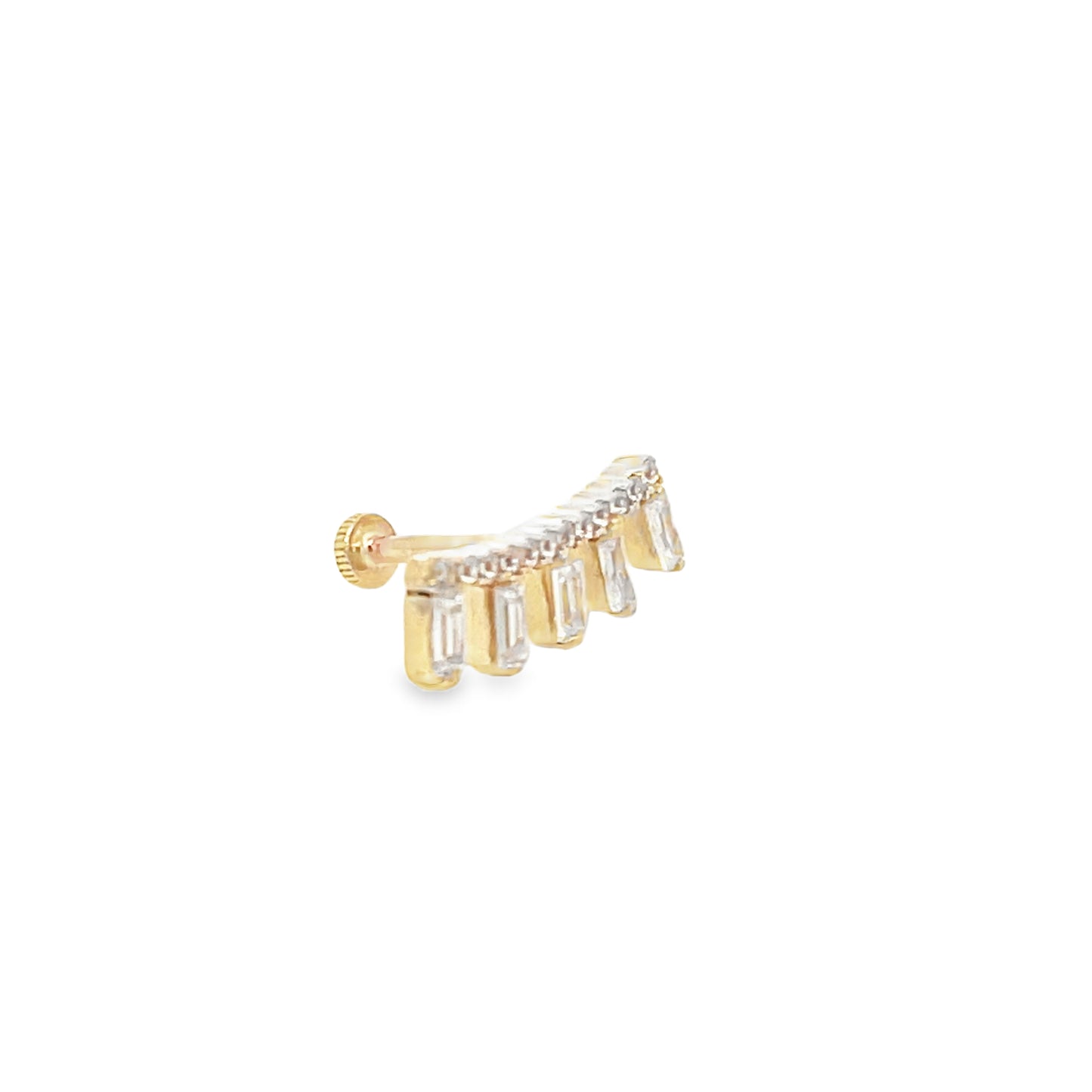 14K Gold Five Baguette CZ Piercings