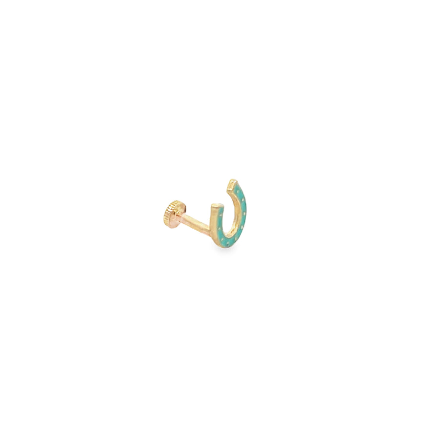 14K Horseshoe Lucky Piercing