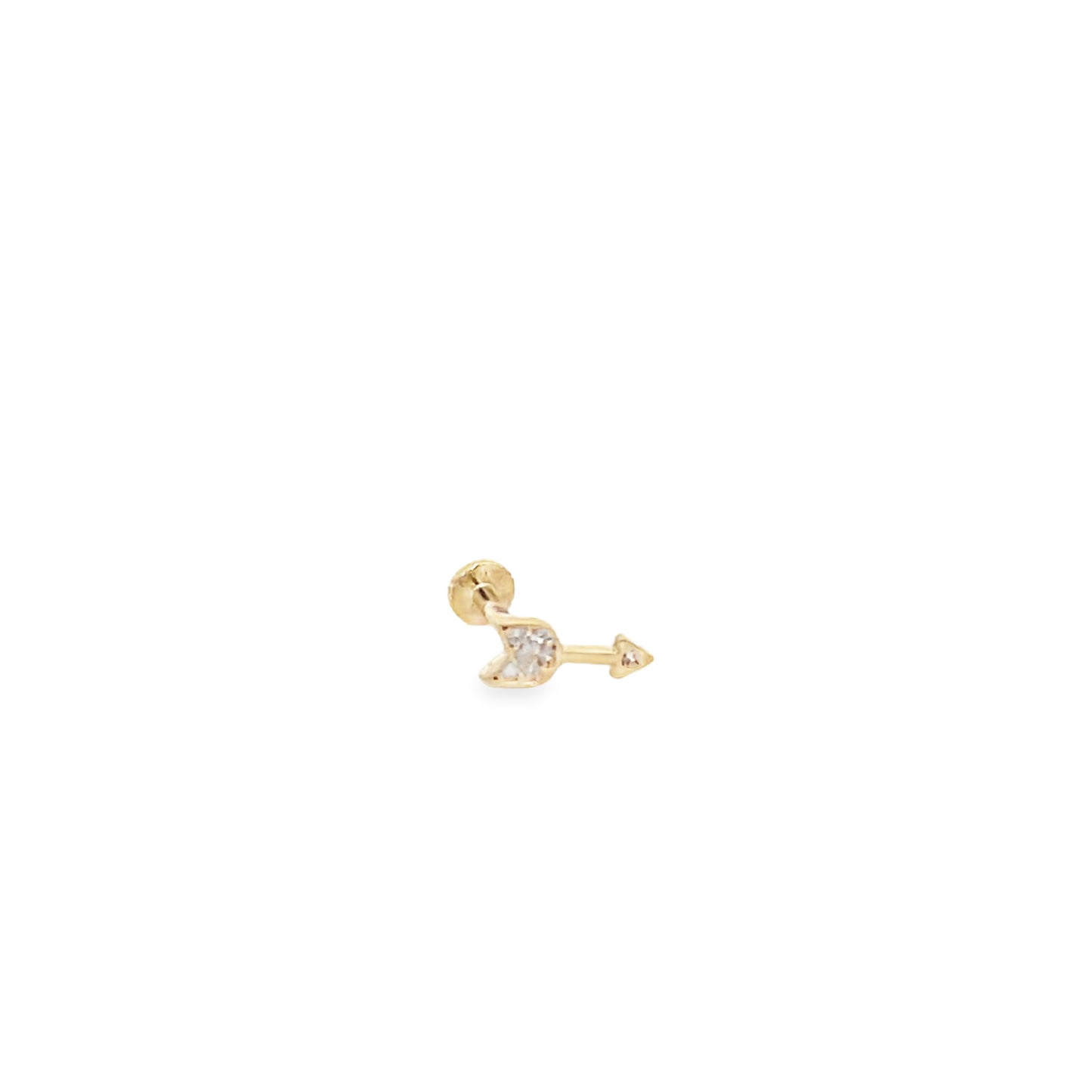 14K Gold Arrow CZ Piercing